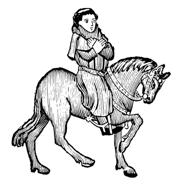 Proboszcz Opowieści Kanterberyjskich Chaucera Zdjęcie Pokazuje Parson Jazda Koniu Przechowywane — Wektor stockowy