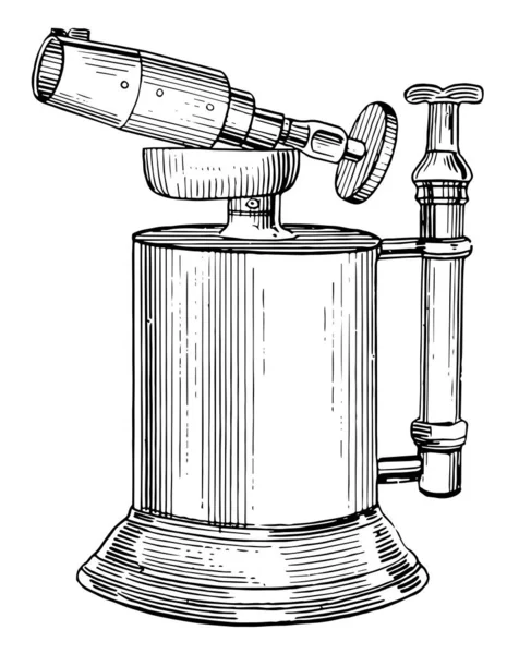 Esta Ilustração Representa Tocha Sopro Gasolina Que Uma Ferramenta Queima —  Vetores de Stock
