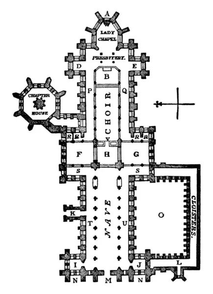 Catedral Wells Transepto Oriental Menor Uma Entrada Principal Ocidental Desenho —  Vetores de Stock