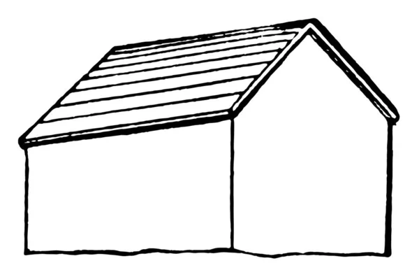 Telhado Gable Geralmente Porção Triangular Uma Parede Bordas Campos Telhado —  Vetores de Stock