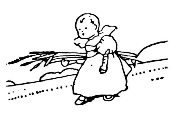 Кукурудзяні Лушпиння Дитиною Цій Фотографії Вінтажний Малюнок Лінії Або Гравюрна — стоковий вектор