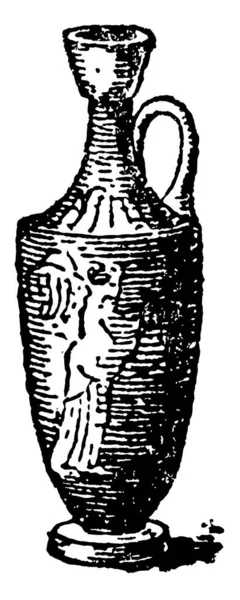 Lekythos Utilisé Pour Stocker Huile Corps Étroit Une Poignée Attachée — Image vectorielle