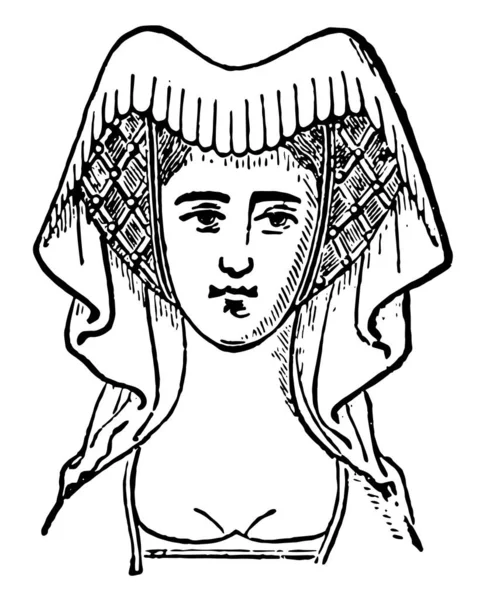 Horned Head Dress Dibujo Línea Moderada Vintage Ilustración Grabado — Vector de stock