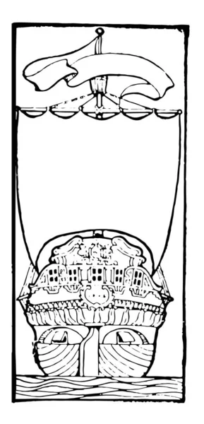 Exlibris Oder Segelschiff Majestätisches Schiffsdesign Exlibris Vintage Linienzeichnung Oder Gravurillustration — Stockvektor