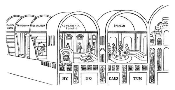 Bain Romain Après Une Peinture Sur Les Murs Therme Titus — Image vectorielle