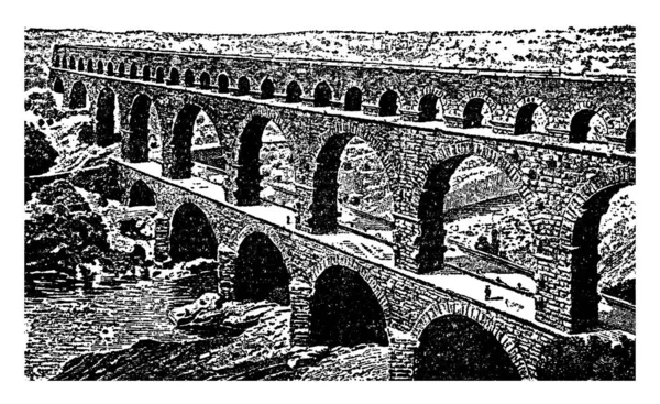 Romerska Akvedukten För Att Föra Vatten Från Ofta Avlägsna Källor — Stock vektor