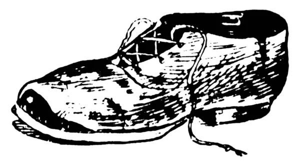 Les Chaussures Sont Fabriquées Par Cuir Dessin Ligne Vintage Illustration — Image vectorielle