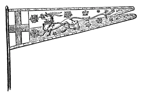 Angleterre Standard Henry Drapeau Forme Queue Hirondelle Croix Dans Côté — Image vectorielle