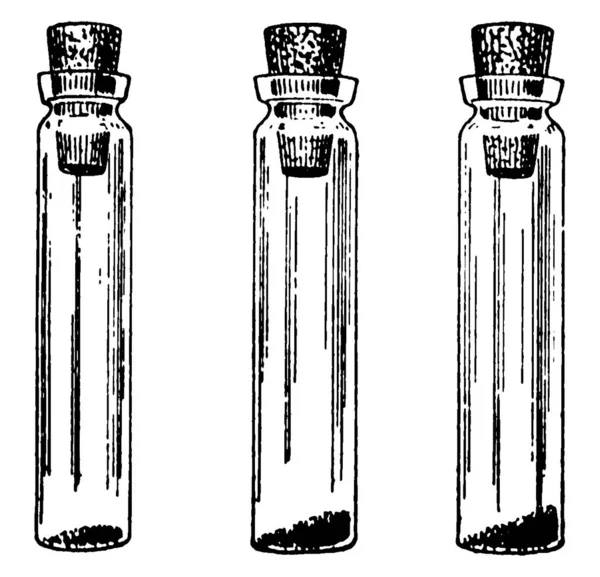 Vial Con Una Cantidad Muy Pequeña Grava Tapón Corcho Dibujo — Vector de stock