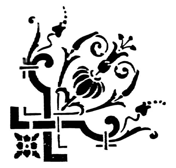 Трафареты Уникальный Угловой Узор Рисунок Винтажной Линии Гравировка — стоковый вектор