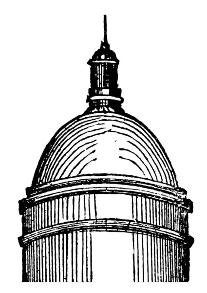Cupol Aferico Volta Cima Edificio Disegno Linee Vintage Incisione Illustrazione — Vettoriale Stock