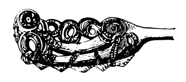 Nový Zéland Klubu Detail Vyřezávaný Dřevěný Klubu Vintage Kreslení Čar — Stockový vektor