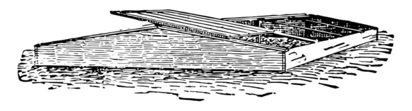 Deze Illustratie Aangeeft Hoe Bouwen Van Een Kleine Coldframe Vintage — Stockvector