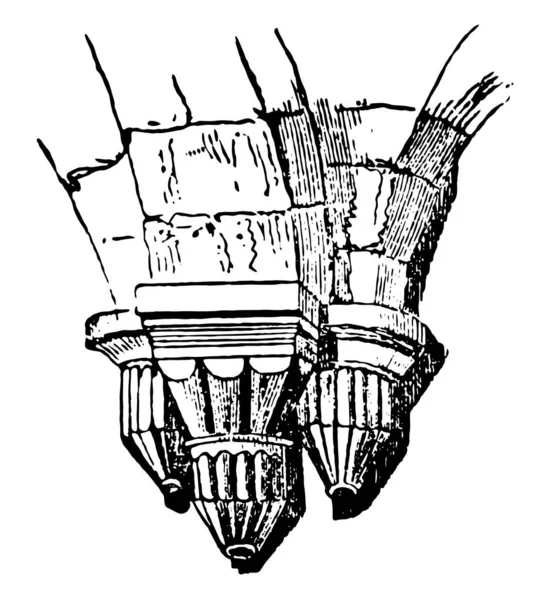 Corbel Ornamento Forma Canasta Cabezas Carvatides Arquitectura Gótica Proyección Ornamentada — Archivo Imágenes Vectoriales