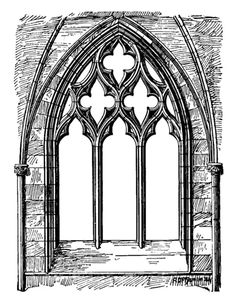 Tracery Wells Cathedral Aantal Grootte Van Lancetten Assemblage Een Puntige — Stockvector