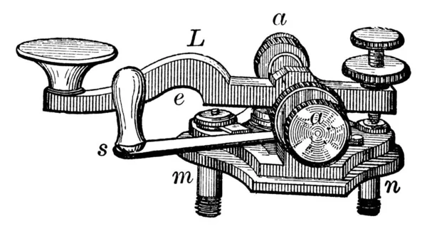 Deze Afbeelding Vertegenwoordigt Telegraph Zender Die Wezen Uit Een Metalen — Stockvector