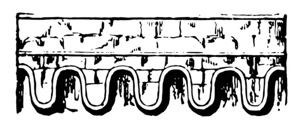 Corbel Table Uma Série Arcos Semicirculares Projetando Curso Tijolos Pedras — Vetor de Stock