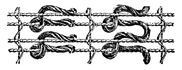 Węzły Używane Tkania Dywanów Orientalnych Było Przedmiotem Zainteresowania Ich Starożytne — Wektor stockowy