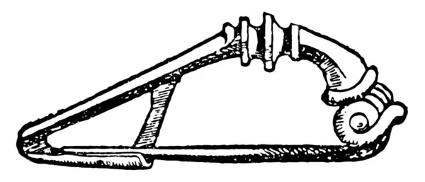 胸针有三角形图案 复古线条画或雕刻插图 — 图库矢量图片