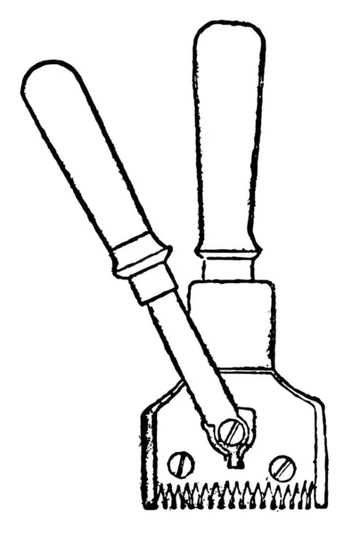 Această Ilustrație Reprezintă Funcția Lucru Clipping Shears Desenul Liniei Epocă — Vector de stoc