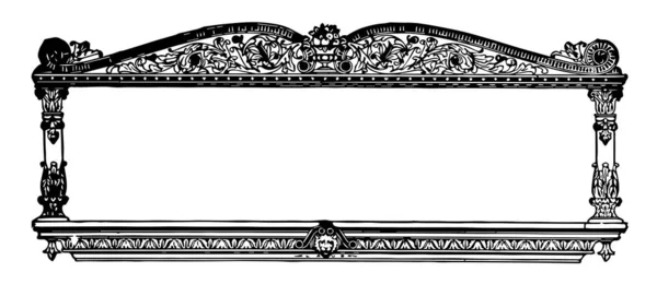 Ornate Banner Have Royal Window Pattern Design Vintage Line Drawing — Stock Vector