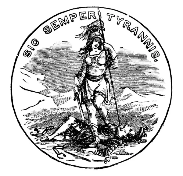 Das Offizielle Siegel Des Bundesstaates Jungfrau Jahr 1889 Dieses Kreisförmige — Stockvektor