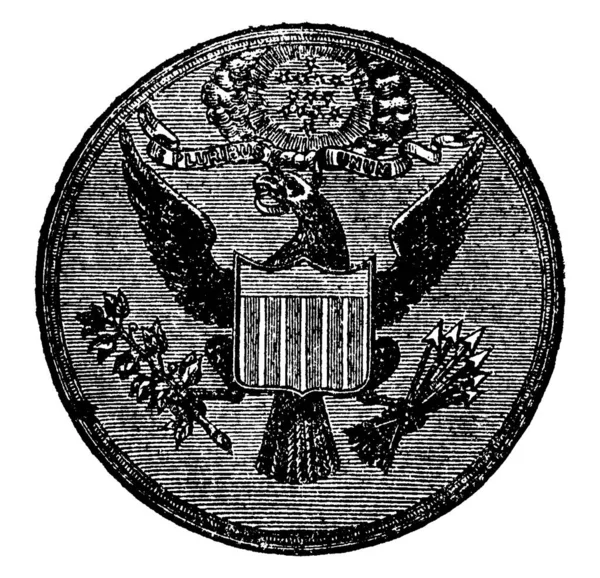 Орёл Золотая Монета Соединенных Штатов Форма Круга Печать Имеет Широкие — стоковый вектор