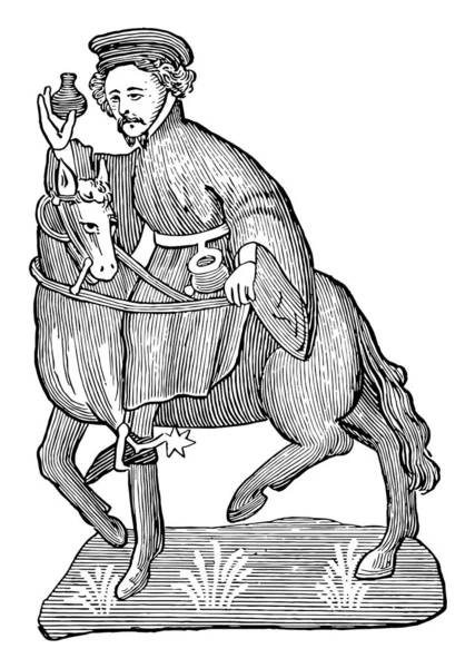 Manciple Chaucer Canterbury Tales Esta Imagem Mostra Manciple Montando Cavalo —  Vetores de Stock