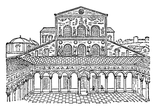 Old Facade Peter Enklave Kepausan Kota Roma Arsitektur Renaisans Gereja - Stok Vektor