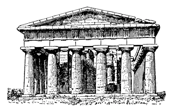 Temple Poséidon Paestum Selon Mythologie Grecque Endroit Égée Roi Athènes — Image vectorielle