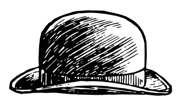 Шляпа Рисунком Боулера Винтажной Линией Гравировкой — стоковый вектор