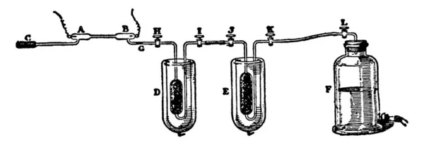 Diagrama Que Muestra Aparato Utilizado Para Separar Gases Volátiles Dibujo — Archivo Imágenes Vectoriales