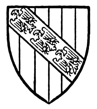 Graunson çap Paly gümüş ve azure bir dirsek gules, çizim veya şekil oyma vintage çizgi ile.