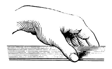 Holding yönetim kurulu bu resim, çizim için vintage veya oyma illüstrasyon el.