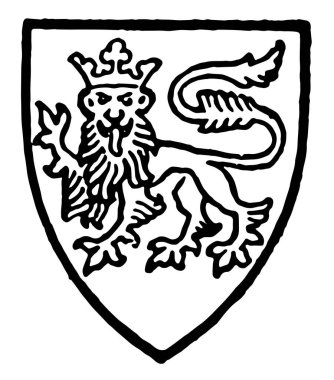 Lisle gümüş leopar çizim veya illüstrasyon oyma altın, vintage çizgi taç Gules delik.