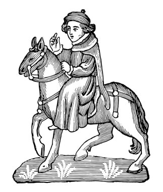 Bir rahibe rahip, bu resmi bir rahibe rahip at, vintage çizgi çizme veya oyma illüstrasyon sürme gösterir.