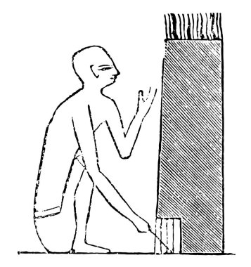 Cam üfleme cam maker kap, vintage çizgi çizme veya oyma illüstrasyon esen bir cam yapma bir adamın bir heykel..