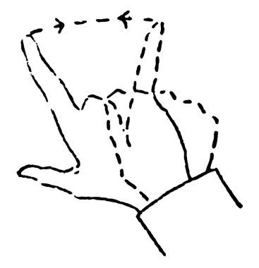 El sinyal var kısa yatay bir çizgiyle işaret parmağı, vintage çizgi çizme veya oyma illüstrasyon.