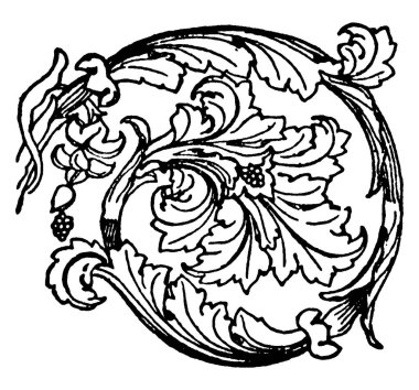 Bir Roma Ornament, vintage çizgi çizme veya oyma illüstrasyon rozet olduğunu.