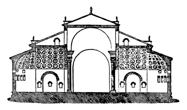 Basílica Majencio Gran Intersección Bóvedas Levantó Cerca Del Templo Paz — Vector de stock