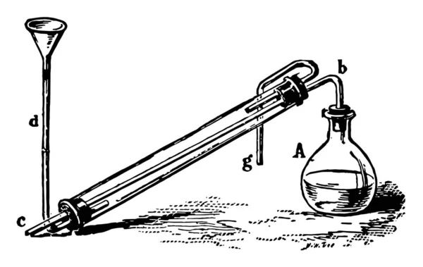 Condensador Construído Partir Materiais Laboratório Desenho Linha Vintage Gravura Ilustração —  Vetores de Stock