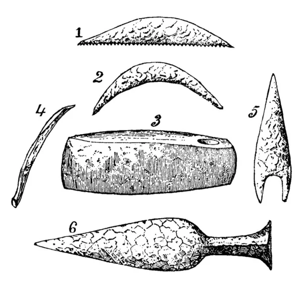 Дизайн Інструментів Кам Яного Століття Цій Фотографії Вінтажний Малюнок Лінії — стоковий вектор