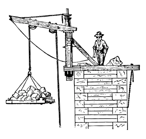 Esta Ilustração Representa Abutment Guindaste Que Usado Construção Píeres Torres — Vetor de Stock