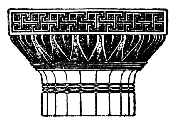 希腊作家多利奇 多利奇的秩序 在建筑方面 五阶中的第二阶 介于托斯卡纳和离子之间 老式线条绘画或版画插图 — 图库矢量图片