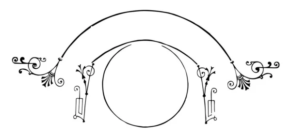 Bannière Incurvée Est Une Bordure Circulaire Dessin Ligne Vintage Illustration — Image vectorielle