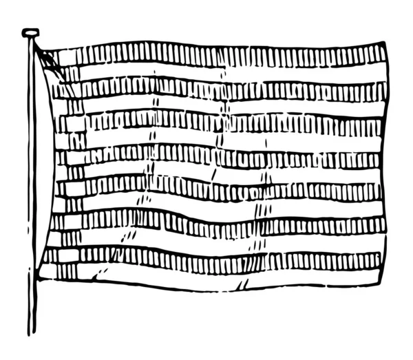 不来梅国旗 1881 此旗具有相等的水平条纹 交替与垂直线 并检查在葫芦 复古线条画或雕刻插图 — 图库矢量图片