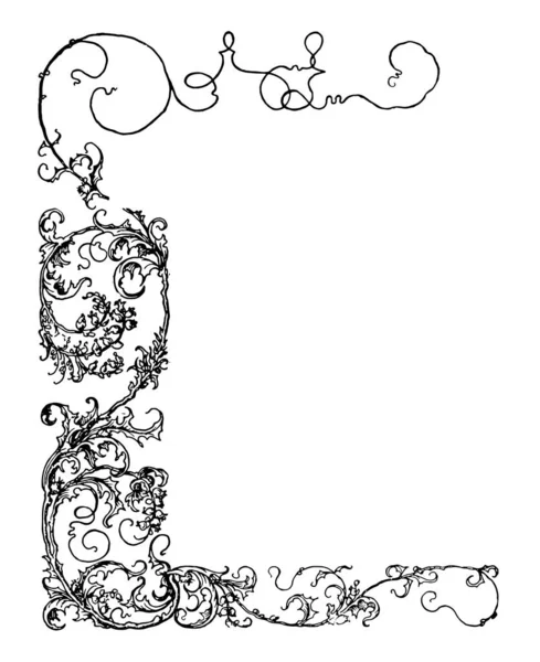 Çiçek köşe var bitki materyalleri ve çiçekler, vintage çizgi çizme ya da oyma illüstrasyon kullanarak.