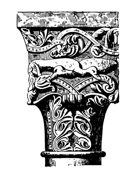 スペイン語 パルテノン神殿に達する 集大成 ビンテージの線の描画や彫刻イラスト — ストックベクタ