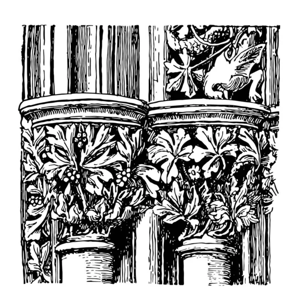 Capitelli Casa Southwell Cattedrale Alto Maggior Parte Membro Disegno Linee — Vettoriale Stock