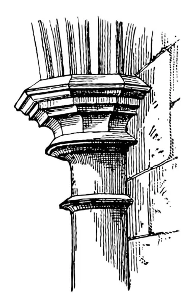 Chaptrel Genoemd Impost Kroon Paal Post Pijler Pilaster Vintage Lijntekening — Stockvector